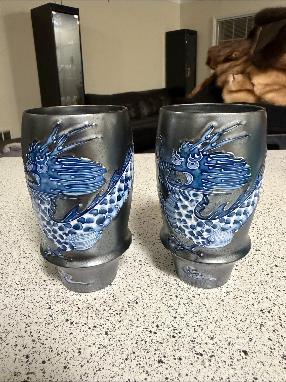 Sake Glass Emperor Dragon Arita Takumi No Kura Artisan Collection lot Of 2